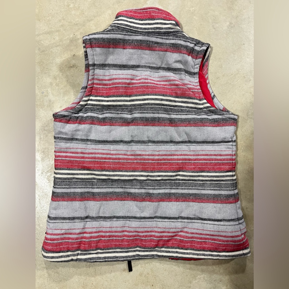 Cruel Girl Red Pink and Gray Striped Vest - Picture 3 of 3